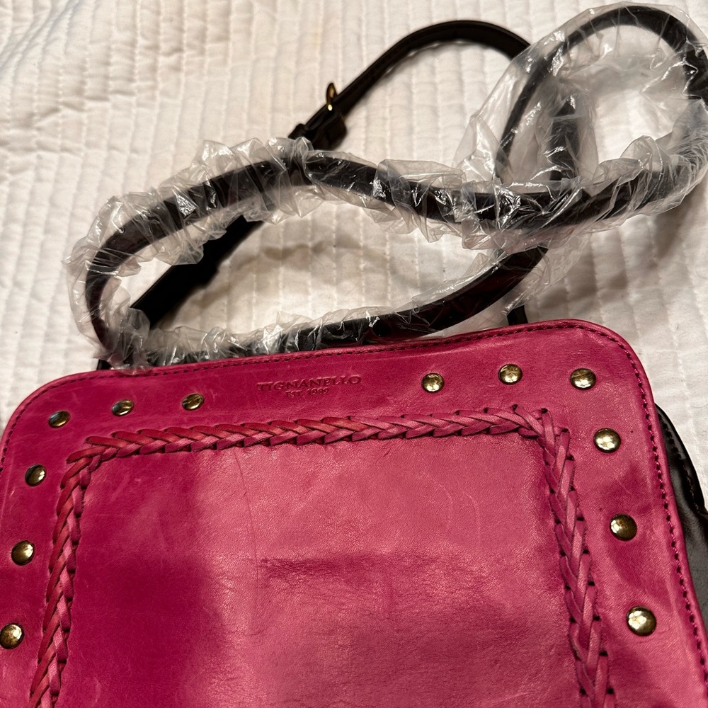 Tignanello fuchsia Leather Crossbody Bag